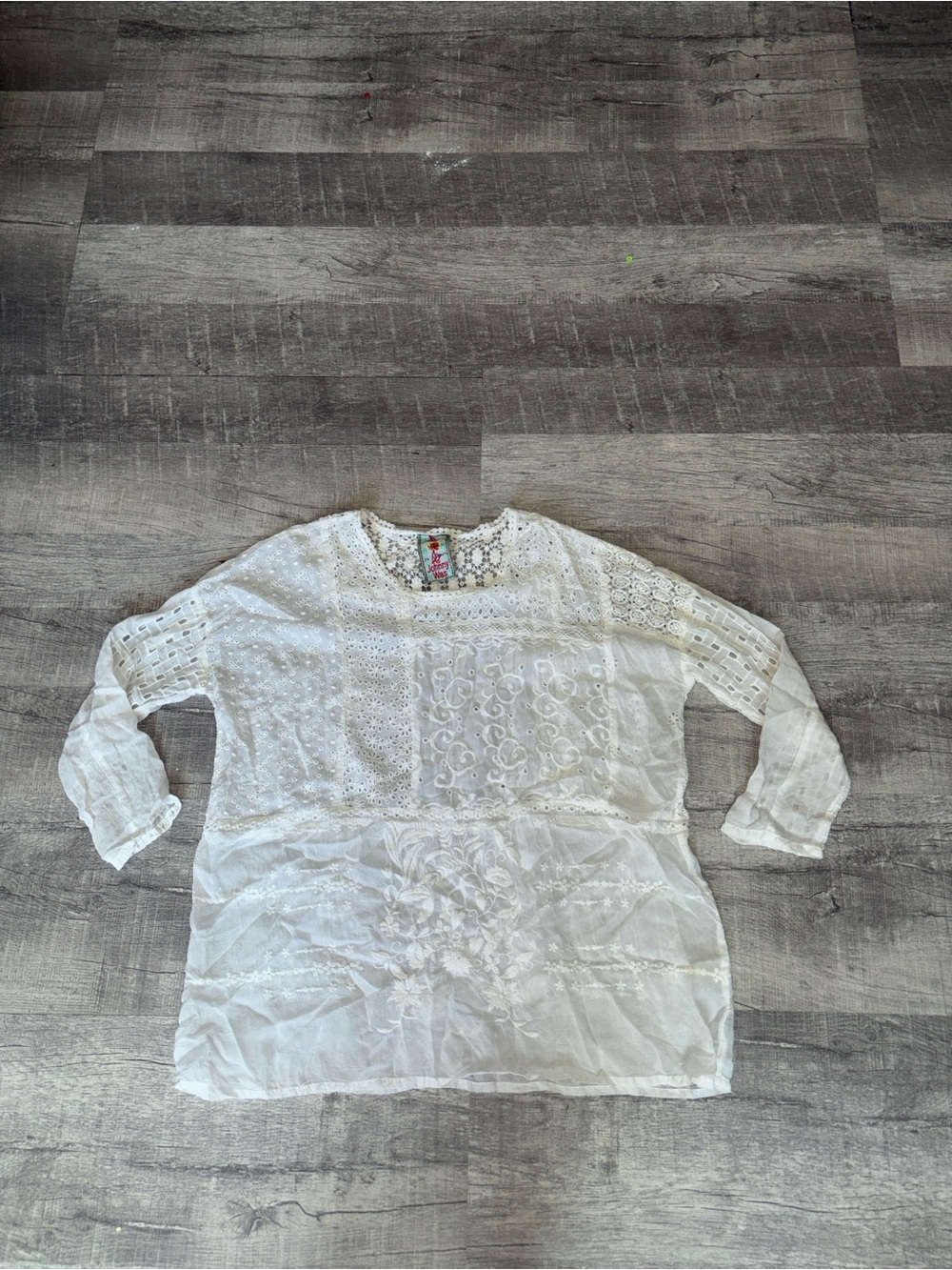 Johnny Was White Embroidered Cotton Tunic